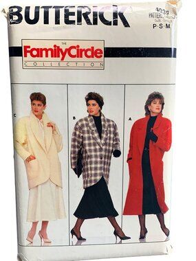 Vintage Butterick Sewing Pattern 4039 Misses Coat Size 6 8 10 12 14 Uncut 1980s